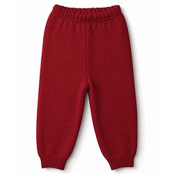 Babyhug Knit Full Sleeves Winter Wear Sets with Bow Applique - Red