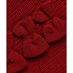 Babyhug Knit Full Sleeves Winter Wear Sets with Bow Applique - Red