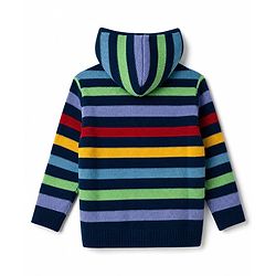 Babyhug Knit Full Sleeves Hooded sweaters with Striped Design - Black
