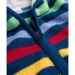 Babyhug Knit Full Sleeves Hooded sweaters with Striped Design - Black