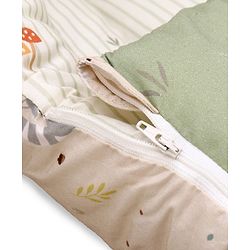 Babyhug Premium 100% Cotton Muslin Sleeping Bag - Woodland Print - Beige| Breathable Baby Sleep Sack| Hooded Swaddle Wrap| Easy Button Closure| Soft Lightweight| New Born Essential