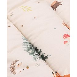 Babyhug Premium 100% Cotton Muslin Sleeping Bag - Woodland Print - Beige| Breathable Baby Sleep Sack| Hooded Swaddle Wrap| Easy Button Closure| Soft Lightweight| New Born Essential