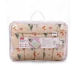 Babyhug Premium 100% Cotton Muslin Sleeping Bag - Woodland Print - Beige| Breathable Baby Sleep Sack| Hooded Swaddle Wrap| Easy Button Closure| Soft Lightweight| New Born Essential