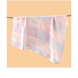 Babyhug 6 Layer 100% Cotton Baby Blanket - Blue & Pink| All-Season Lightweight Blanket| Soft & Breathable| Gentle on Baby's Skin| Unisex Baby Bedding Essential| Machine Washable| New Born Gifting