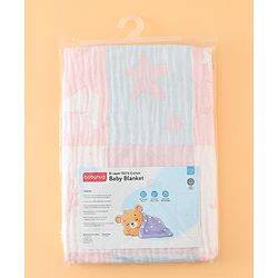 Babyhug 6 Layer 100% Cotton Baby Blanket - Blue & Pink| All-Season Lightweight Blanket| Soft & Breathable| Gentle on Baby's Skin| Unisex Baby Bedding Essential| Machine Washable| New Born Gifting