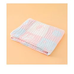 Babyhug 6 Layer 100% Cotton Baby Blanket - Blue & Pink| All-Season Lightweight Blanket| Soft & Breathable| Gentle on Baby's Skin| Unisex Baby Bedding Essential| Machine Washable| New Born Gifting
