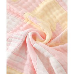 Babyhug 6 Layer 100% Cotton Baby Blanket - Blue & Pink| All-Season Lightweight Blanket| Soft & Breathable| Gentle on Baby's Skin| Unisex Baby Bedding Essential| Machine Washable| New Born Gifting