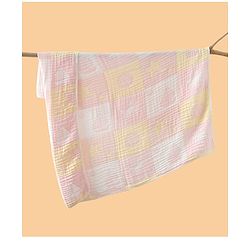 Babyhug 6 Layer 100% Cotton Baby Blanket - Blue & Pink| All-Season Lightweight Blanket| Soft & Breathable| Gentle on Baby's Skin| Unisex Baby Bedding Essential| Machine Washable| New Born Gifting