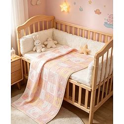 Babyhug 6 Layer 100% Cotton Baby Blanket - Blue & Pink| All-Season Lightweight Blanket| Soft & Breathable| Gentle on Baby's Skin| Unisex Baby Bedding Essential| Machine Washable| New Born Gifting