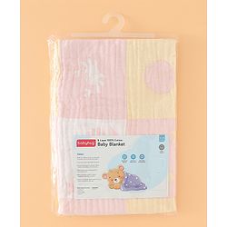 Babyhug 6 Layer 100% Cotton Baby Blanket - Blue & Pink| All-Season Lightweight Blanket| Soft & Breathable| Gentle on Baby's Skin| Unisex Baby Bedding Essential| Machine Washable| New Born Gifting
