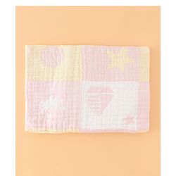 Babyhug 6 Layer 100% Cotton Baby Blanket - Blue & Pink| All-Season Lightweight Blanket| Soft & Breathable| Gentle on Baby's Skin| Unisex Baby Bedding Essential| Machine Washable| New Born Gifting