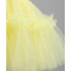 Babyhug Mesh Woven Half Sleeves Solid Party Dress With Corsage - Yellow