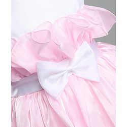 Babyhug Organza Woven Sleeveless Party Frock With Bow Applique - Pink & White
