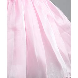 Babyhug Organza Woven Sleeveless Party Frock With Bow Applique - Pink & White