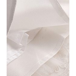 Babyhug Mesh Woven Cap Sleeves Solid Colour Frock with Floral Applique - White