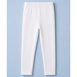 Babyhug Cotton Elastane Knit Full Length Solid Lycra Leggings - White
