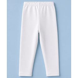 Babyhug Cotton Elastane Knit Full Length Solid Lycra Leggings - White