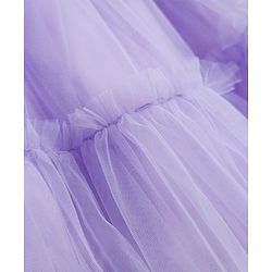 Babyhug Mesh Woven Half Sleeves Sequinned Party Dress With Bow Applique & Booties - Lilac