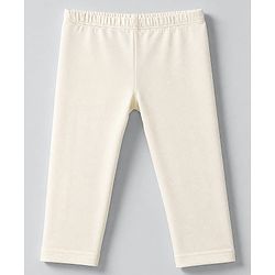 Babyhug Cotton Elastane Knit Solid Legging - Cream