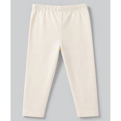 Babyhug Cotton Elastane Knit Solid Legging - Cream