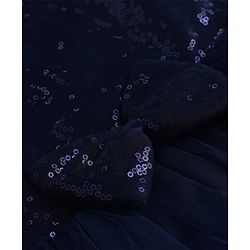 Babyhug  Mesh Woven Half Sleeves Party Dress With Sequin Detailing & Booties - Navy Blue