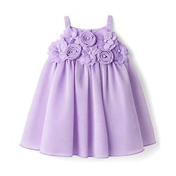 Babyhug Woven Sleeveless Dress with Floral Corsage & Pearl Embellishment - Lilac