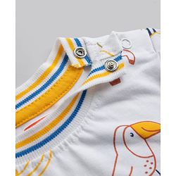 Babyhug Single Jersey Knit Half Sleeves Wild Animals Printed T-Shirt & Denim Shorts Set - White