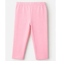 Babyhug Cotton Elastane Knit Slim Fit Full Length Solid Leggings in Pink