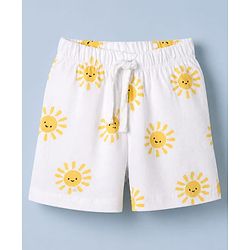 Babyhug 100% Cotton Single Jersey Knit Half Sleeves T-Shirt and Short with Sun Print - White