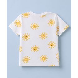 Babyhug 100% Cotton Single Jersey Knit Half Sleeves T-Shirt and Short with Sun Print - White