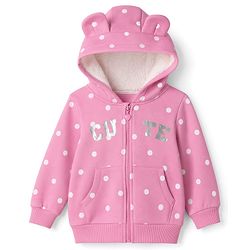 Babyhug 100% Cotton Knit Full Sleeves Sweatshirt With Polka Dots Print - Pink