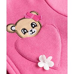Babyhug 100% Cotton Knit Full Sleeves Front Open Hooded Sweatshirt With Applique - Pink