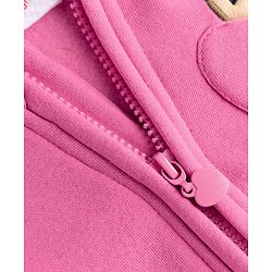Babyhug 100% Cotton Knit Full Sleeves Front Open Hooded Sweatshirt With Applique - Pink
