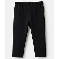 Babyhug Cotton Lycra Elastane Knit Slim Fit Full Length Solid Leggings Pack of 3 - Navy Blue, Cream & Black