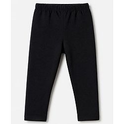 Babyhug Cotton Lycra Elastane Knit Slim Fit Full Length Solid Leggings Pack of 3 - Navy Blue, Cream & Black