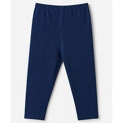 Babyhug Cotton Lycra Elastane Knit Slim Fit Full Length Solid Leggings Pack of 3 - Navy Blue, Cream & Black
