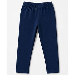 Babyhug Cotton Lycra Elastane Knit Slim Fit Full Length Solid Leggings Pack of 3 - Navy Blue, Cream & Black