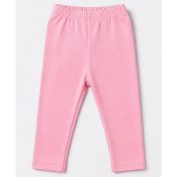 Babyhug Cotton Lycra Elastane Knit Slim Fit Full Length Solid Leggings Pack of 3 - Pink, Black & Rose Gold