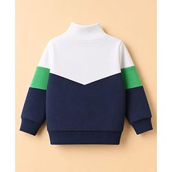 Babyhug Cotton Blend Fleece Front Open Sweatshirt with Full Sleeves and Bear Patch - Navy Blue