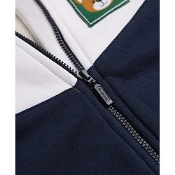 Babyhug Cotton Blend Fleece Front Open Sweatshirt with Full Sleeves and Bear Patch - Navy Blue