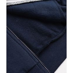 Babyhug Cotton Blend Fleece Front Open Sweatshirt with Full Sleeves and Bear Patch - Navy Blue