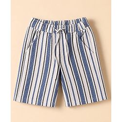 Babyhug Cotton Woven Half Sleeves Co-Ords Striped Shirt & Shorts Set - Blue