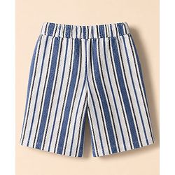 Babyhug Cotton Woven Half Sleeves Co-Ords Striped Shirt & Shorts Set - Blue