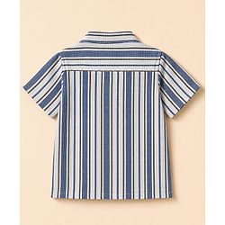 Babyhug Cotton Woven Half Sleeves Co-Ords Striped Shirt & Shorts Set - Blue