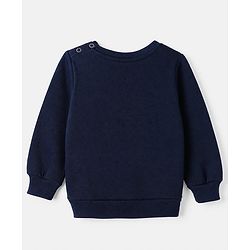Babyhug Cotton Blend Fleece Knit Sweatshirt with Full Sleeves and Reindeer Detailing - Navy Blue