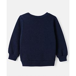 Babyhug Cotton Blend Fleece Knit Sweatshirt with Full Sleeves and Reindeer Detailing - Navy Blue