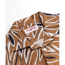 Babyhug Cotton Woven Half Sleeves Tropical Printed Co-Ords Shirt & Shorts Set - Brown