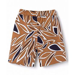 Babyhug Cotton Woven Half Sleeves Tropical Printed Co-Ords Shirt & Shorts Set - Brown