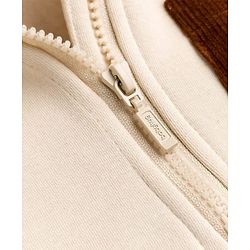 Babyhug Fleece Knit Front Open Hooded Sweatshirt With Full Sleeves and Reindeer Patch - Beige
