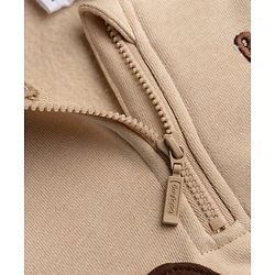 Babyhug Fleece Knit Full Sleeves Hooded Bear Club Embroidered Sweat Shirt with Bear Applique Pocket -  Tan & Brown